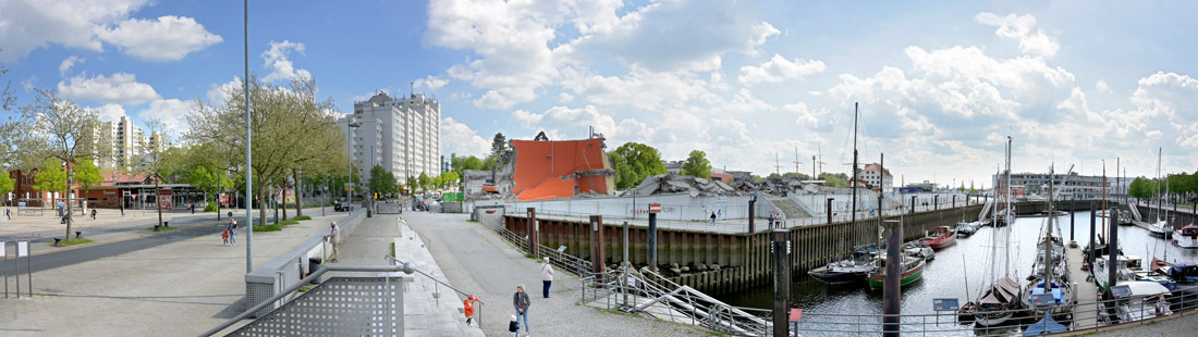 Im Wandel begriffen: Das Areal rund um den Vegesacker Bahnhof und den Hafen