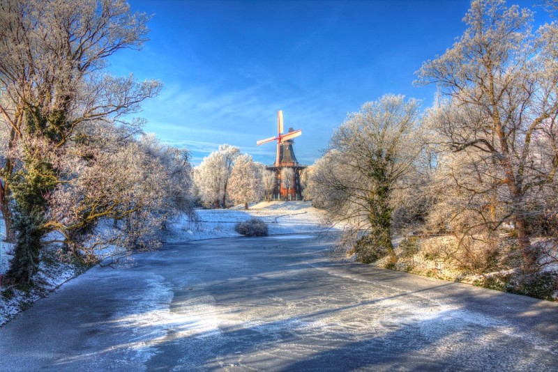 Windmill in wintertime