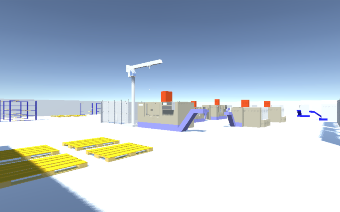 In a 3D environment, each factory is digitally represented