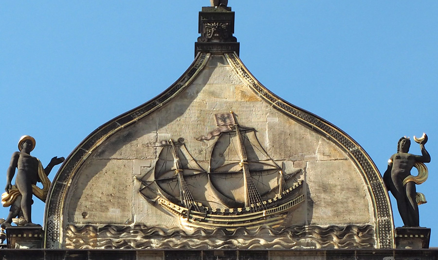 Ship as stone ornament